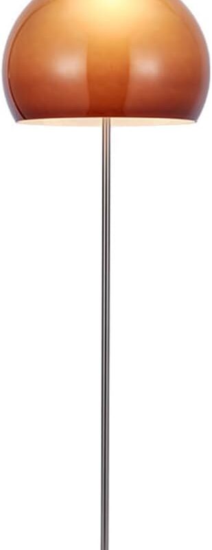 Mushroom Floor Lamp Glass Tall Standing Lamp Mid Century Modern Living Room Chrome Floor lamp with Orange Dome Glass Shade Home Decor