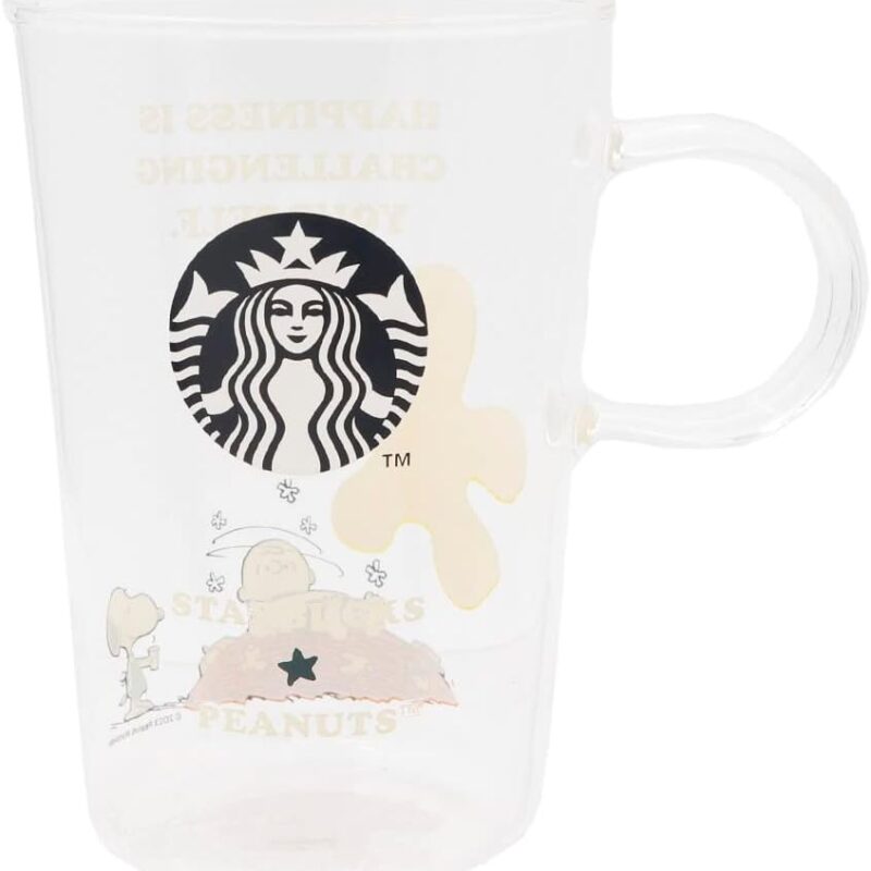 Starbucks Glass Mug, Heat Resistant, 355 ml, Snoopy, Charlie Brown, Reusable, Everyday Use, Mug