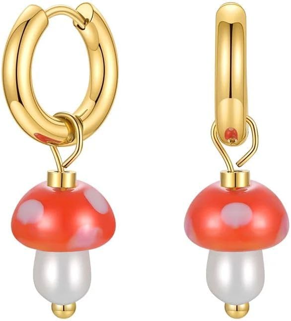 Mushroom Drop Earrings For Women Resin Jewelry Gold Color Earings Stainless Steel SSS-1015-EN-174