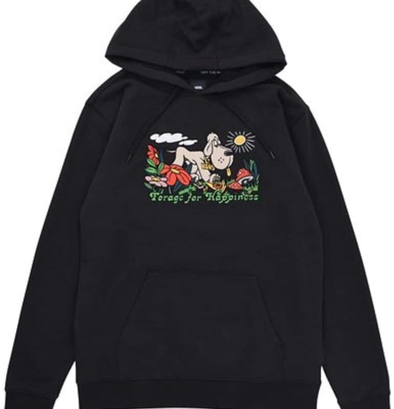 Vans Men's Pullover Hoodie, (Mushroom Hound) Black, Size X-Small