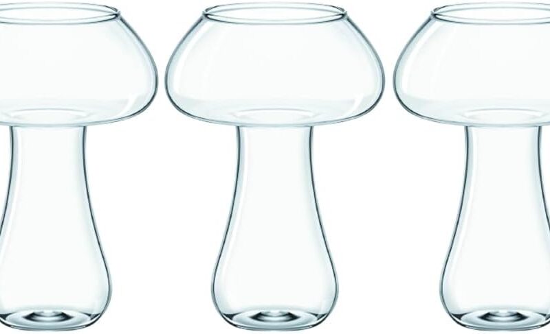Creative Mushroom-Shaped Glasses, Set of 3, Ideal for Cocktails, Juice, or Champagne (Style1,3pcs)
