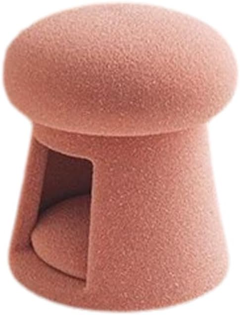 Modern Mushroom-Shaped Footstool,Plush Comfortable Ottoman with Elastic Cushion,Pet House for Indoor Cats & Small Dogs,Pink-40 * 40cm/15.7 * 15.7in