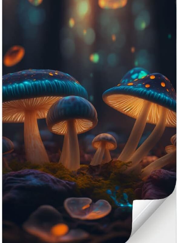 Mushroom Trippy Wall Decal - Magic Wall Sticker - Unique Wall Decor - 24 x 36 inches