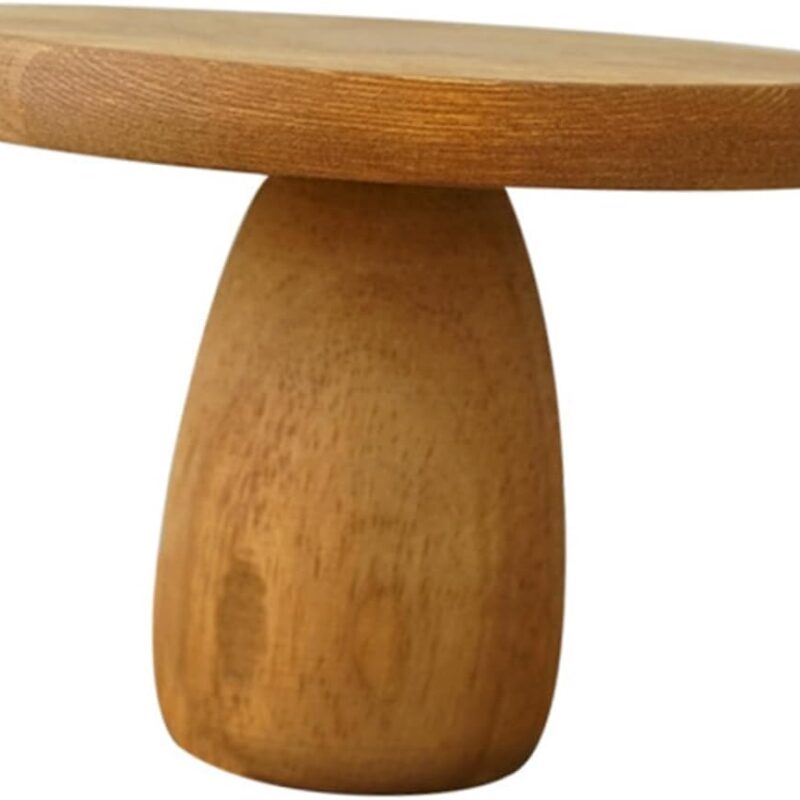 MaGiLL Mushroom Cake Pan Round Wooden Trays Cupcake Holder Stand Retro Decor Round Cake Stand Cake Support Rack
