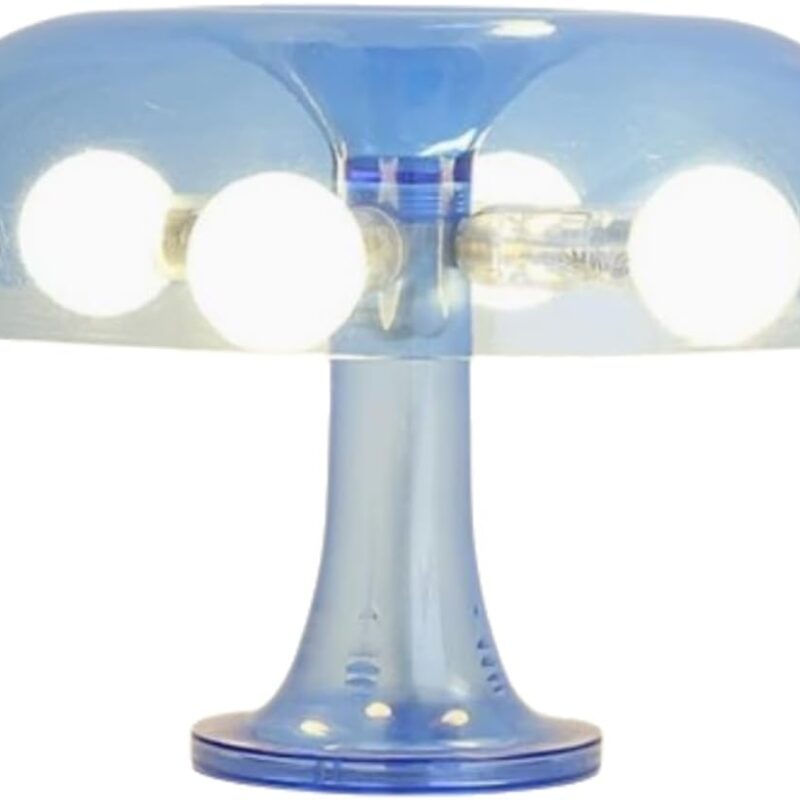 Mushroom Lamp, Modern Aesthetic Decorative Table Lamp, LED Night Lamp with Three Tone Dimming, Plug in Bedside Lamp for Living Room Bedroom,Blue