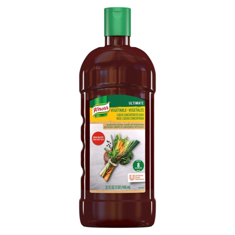 Knorr Professional Ultimate Vegetable Liquid Concentrated Base Scratch Like Flavor Aromatic Stock Base, Gluten Free, No Artificial Flavors, Colors, Preservatives, No Added MSG, 32 oz, Pack of 4