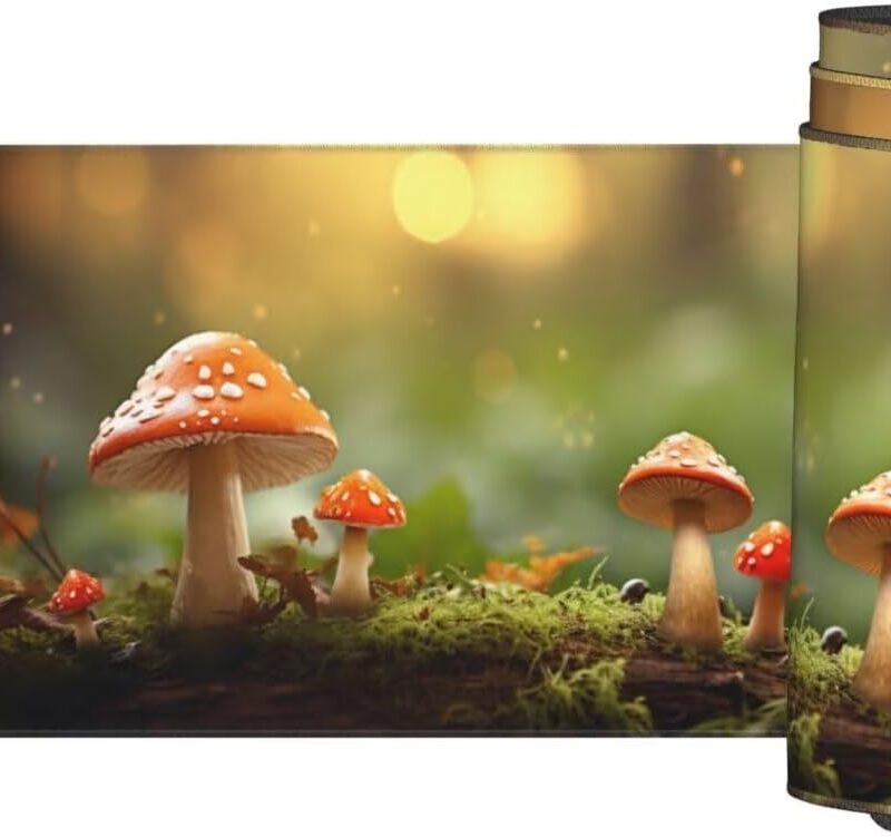 Mushroom Mouse Pad Desk Pad, Mouse Pad Large Desk Mat with Stitched Edges, XXL Mousepad with Non-Slip Rubber Base, Computer Keyboard Pad Waterproof Gaming Mouse Pad Cute Desk Pad 39.4x19.7 Inch gq685