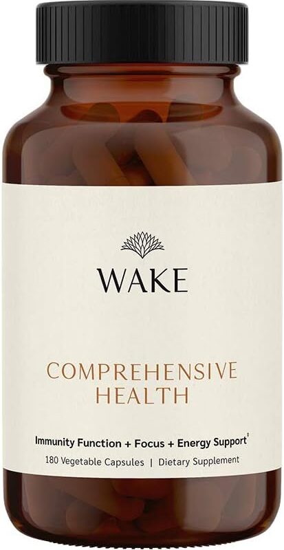 Wake Comprehensive Health Mushroom Capsules - Organic 3 Mushroom Blend - Support Mental Functioning, Energy and Immunity | 60 servings/30 Day Supply
