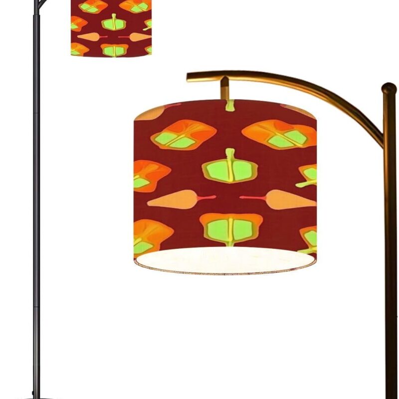 Arc Floor Lamp Mushrooms seamless pattern Mushrooms stem Hallucinogenic mushrooms for Tall Standing Lamp Modern Dimmable with Remote Adjustable Drum Shade Footswitch for Living Room Bedroom Office