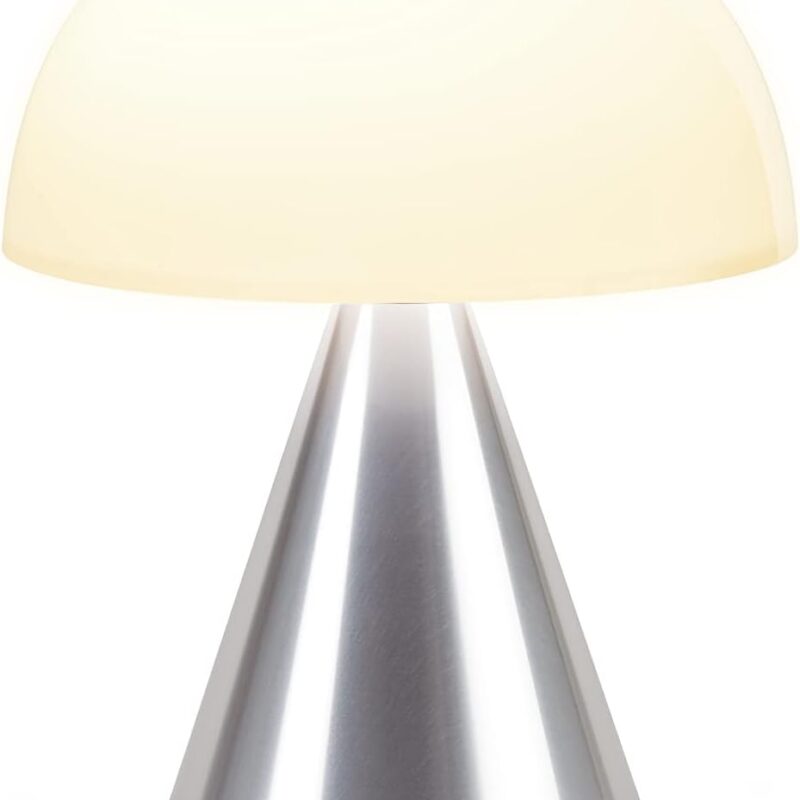 Lexon Mina L Mushroom Lamp - 9 LED Color Table Lamp for Bedrooms, Living Room & Office - Cordless, Rechargeable with 24h Light & Dimmer, Aluminum, Large - Alu Poli
