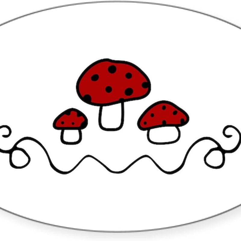 CafePress Red Mushrooms Sticker Sticker (Oval 50 pk)