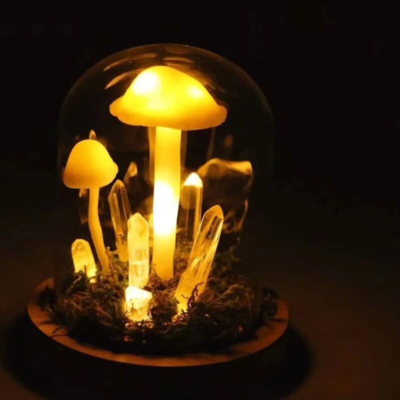 Handmade Original Night Light / Cute Retro Crystal Mushroom Night Light / Gift Light / Handmade Crystal Mushroom Light Crystal Light (Finished Battery)