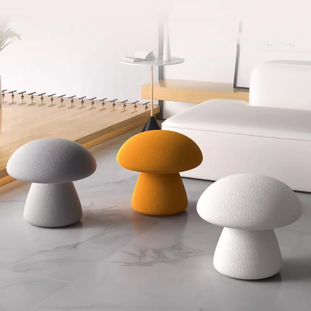 51oxIDsKJL._AC_SL1001_.jpg Mushroom Ottoman,Wooden Round Small Mushroom Chair,Soft Foot Stool Footrest Mushroom Shape,for Living Room Home Shoe Changing Stool,Bedroom(Size:15.7 X 15.7in),A - Image 7