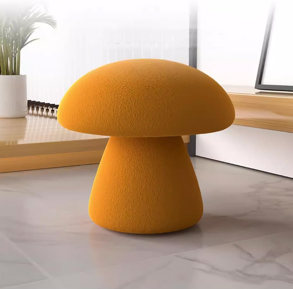 51txCuVOHmL._AC_SL1001_.jpg Mushroom Ottoman,Wooden Round Small Mushroom Chair,Soft Foot Stool Footrest Mushroom Shape,for Living Room Home Shoe Changing Stool,Bedroom(Size:15.7 X 15.7in),A - Image 2