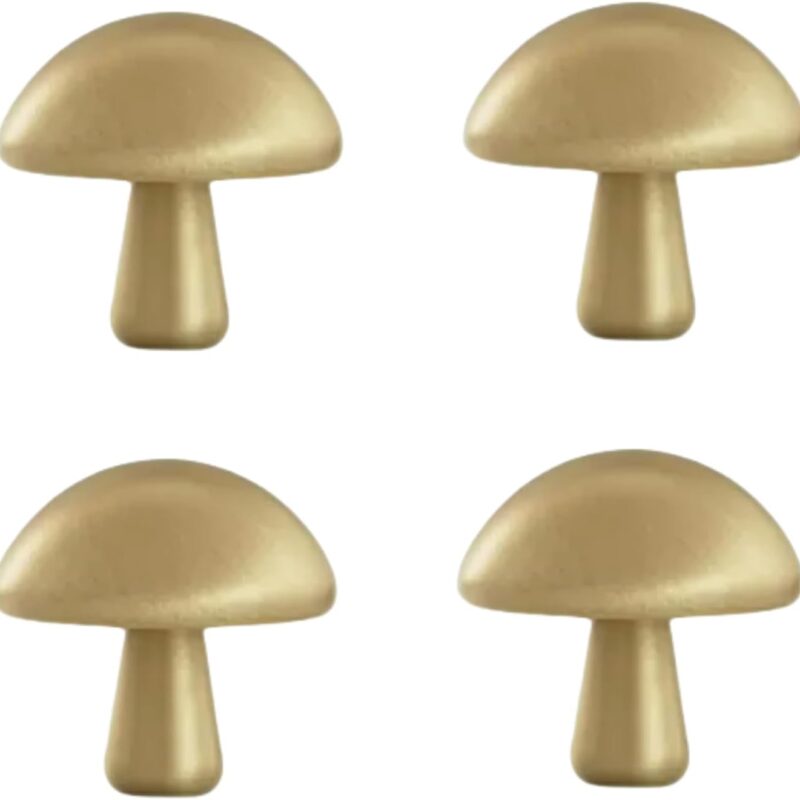 4Pcs Brass Shoe Cabinet Bedside Table Mushroom Handle Wardrobe Door Handle Drawer Cabinet Handle Copper Color(Copper Color)
