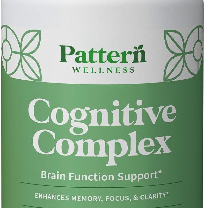 Pattern Wellness Cognitive Complex Supplement – Supports Memory, Focus, Mental Clarity, and Brain Health – Lion’s Mane, Bacopa, B Vitamins – 60 Vegetarian Capsules