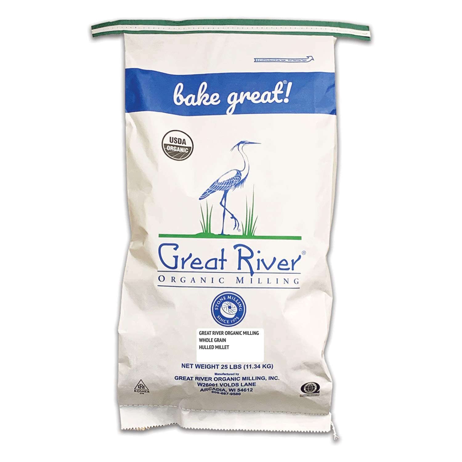 61514lXB95L._SL1500_.jpg Great River Organic Milling Organic Hulled Millet | Whole Grain Ancient Grain | Gluten-Free, High-Fiber Superfood | Non-GMO, Kosher Certified | Ideal for Salads, Porridge & Baking | 25 Lb (Pack of 1)