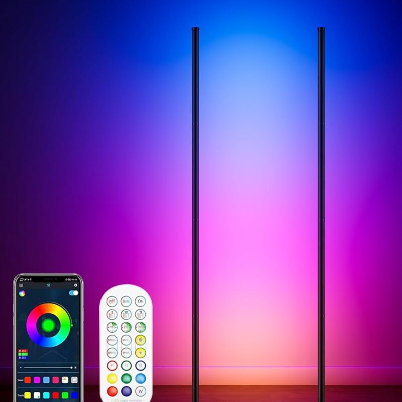 615NDugT9CL._AC_SL1500_.jpg 2PCS Corner Floor Lamp, 65" Smart RGB Color Changing LED Floor Lamp with APP and Remote Control, Modern Mood Lighting Corner Lamp with Music Sync, DIY Mode & Timing for Living Room Gaming Room