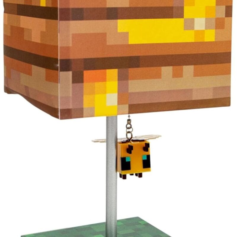Minecraft Yellow Bee Nest Block Desk Lamp with 3D Bee Puller | Nightstand Table Lamp with LED Mood Light for Bedroom, Desk, Living Room, Playroom | Home Decor Kids Room Essentials | Video Game Gifts