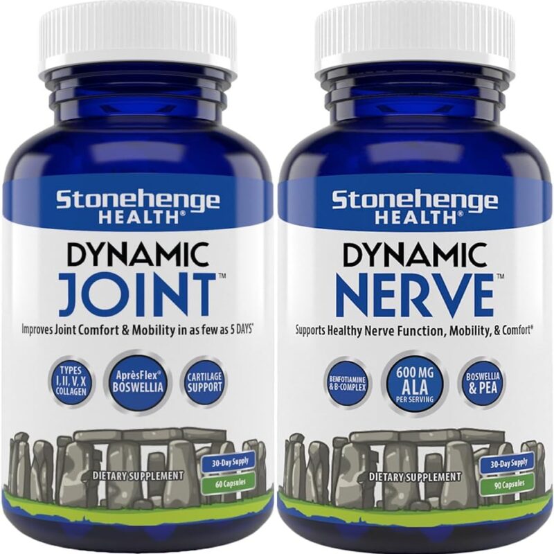 Stonehenge Health Dynamic Joint & Dynamic Nerve Bundle Supplements Supports: Joint Discomfort, Stiffness, Support Comfort, Tingling, Numbness, Burning, Joint Health