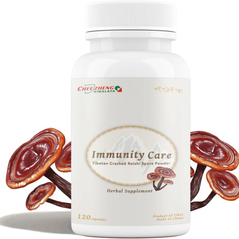 CheezhengHimalaya Reishi Mushroom, Organic Daily Supplements, Immune Support and Longevity - Vegan, Gluten-Free, Non-GMO, Tibetan Natural Herbal Supplement - 120 Capsules, 1400 mg