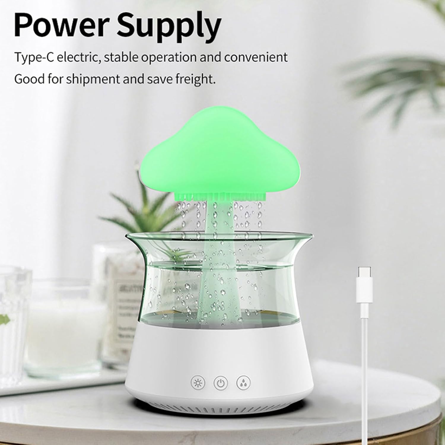 61A9-wYVPuL._AC_SL1500_.jpg Rain Cloud Humidifier Water Drip, 300ml Mushroom Rain Diffuser Essential Oil Diffuser with 7 Changing Colors, Night Light Diffuser for Desk Bedside Sleeping Relaxing - Image 3