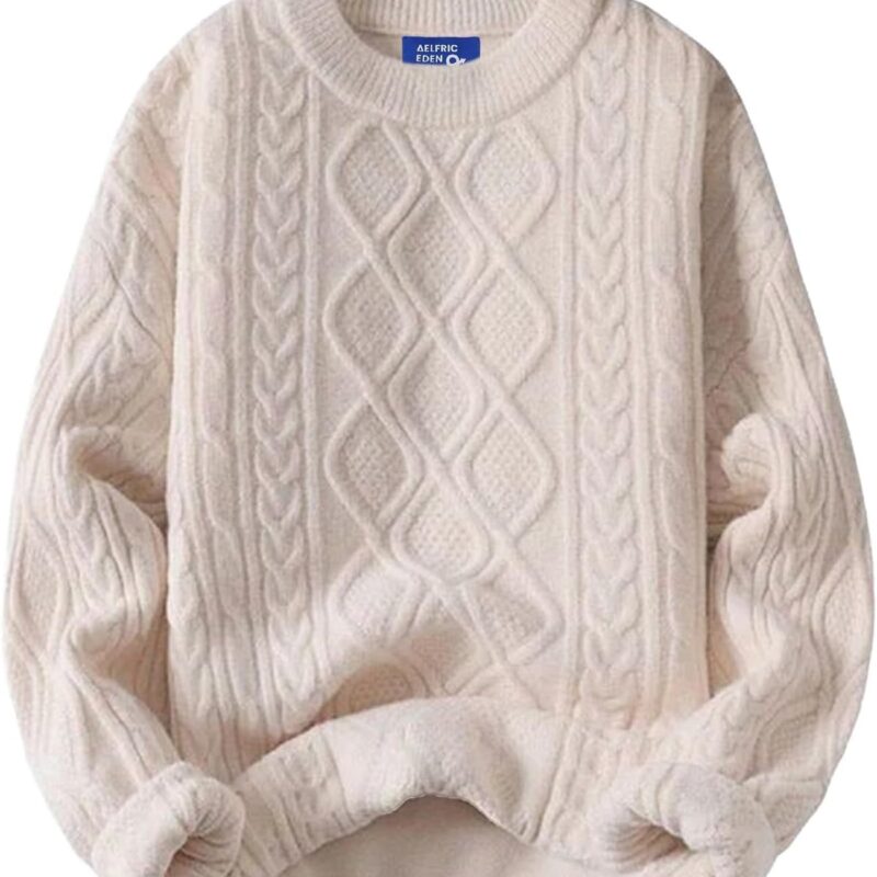 Aelfric Eden Oversized Sweater 90s Vintage Cable Knit Long Sleeve Women Woven Heavy Crewneck Pullover
