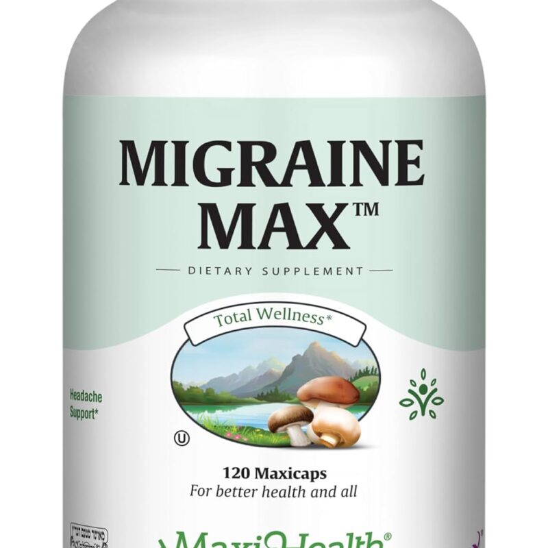 Maxi Health Migraine Max| Powerful Migraine Relief | 100% Natural | 120 Easy-To-Swallow Capsules Kosher-Certified