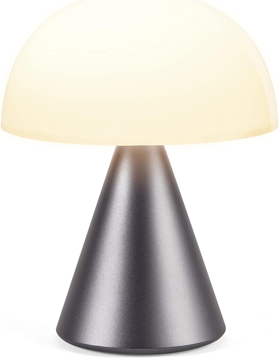 61FzAqfLiXL._AC_SL1500_.jpg Lexon Mina L Mushroom Lamp - 9 LED Color Table Lamp for Bedrooms, Living Room & Office - Cordless, Rechargeable with 24h Light & Dimmer, Aluminum, Large - Gun Metal