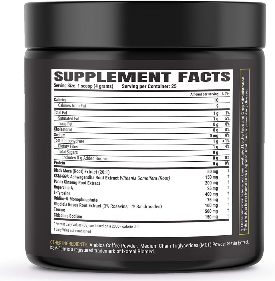 61I18qqQGAL._AC_SL1000_.jpg Instant Black Maca Coffee for Men and Women – Maca Coffee Powder - Instant Coffee Blend with Maca Root, Ashwagandha, Ginseng, Huperzine A, Rhodiola, Taurine, Uridine, Citicoline & L-Tyrosine - Image 2
