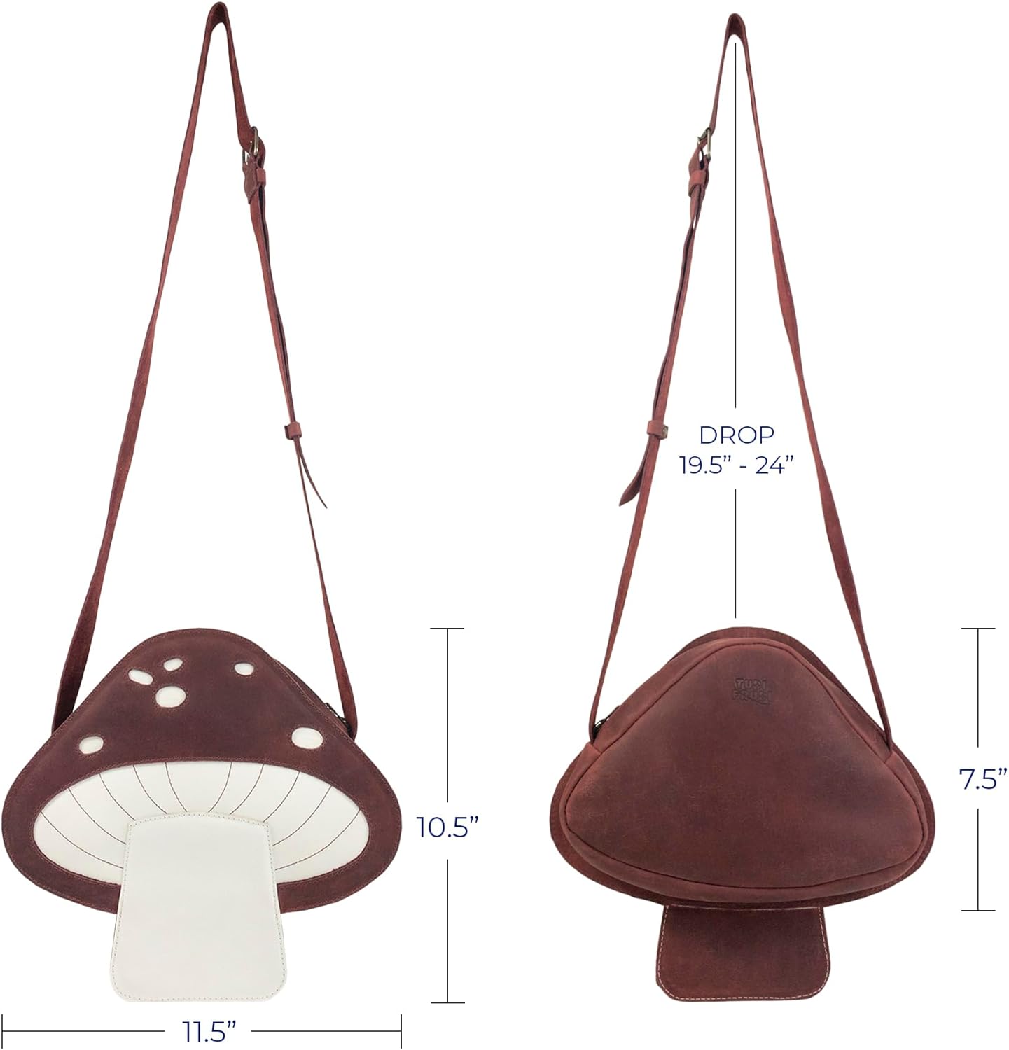 61IFhPLsFL._AC_SL1500_.jpg Mushroom-Shaped Shoulder Bag with Adjustable Strap, Crossbody Bag, Travel Bag, Messenger Bag, Full Grain Leather, Handmade, Sangria - Image 5