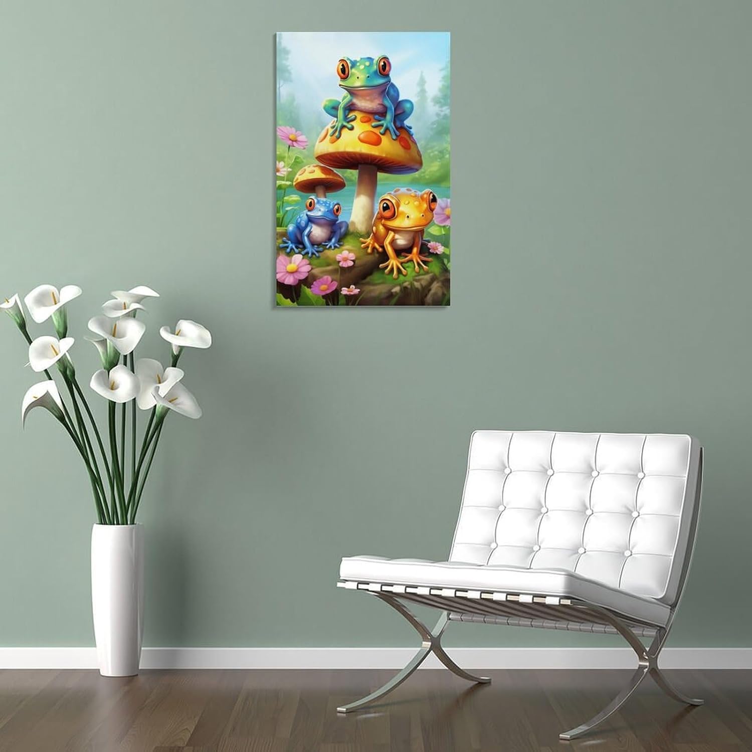 61JUqWmFMML._AC_SL1500_.jpg Animals Frogs Mushrooms Colorful Cartoon Poster Canvas Wall Art Aesthetic Posters & Prints Wall Decor for Bedroom Living Room Paintings Pictures Wall Decor Framed Unframed 16x24inch(40x60cm) - Image 5