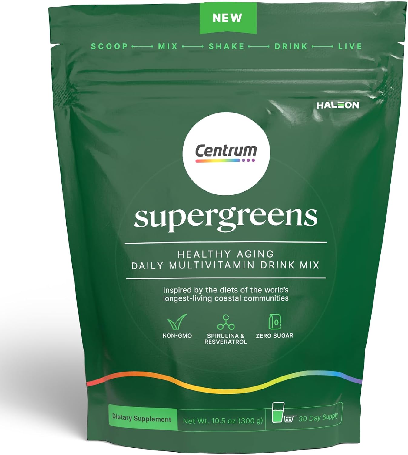 61LVoGZ4WQL._AC_SL1500_.jpg Centrum Supergreens - Superfood Powder & Multivitamin for Adults – Greens Powder with Spirulina, Mushroom, Prebiotics & Enzyme Blend – 30-Day Supply