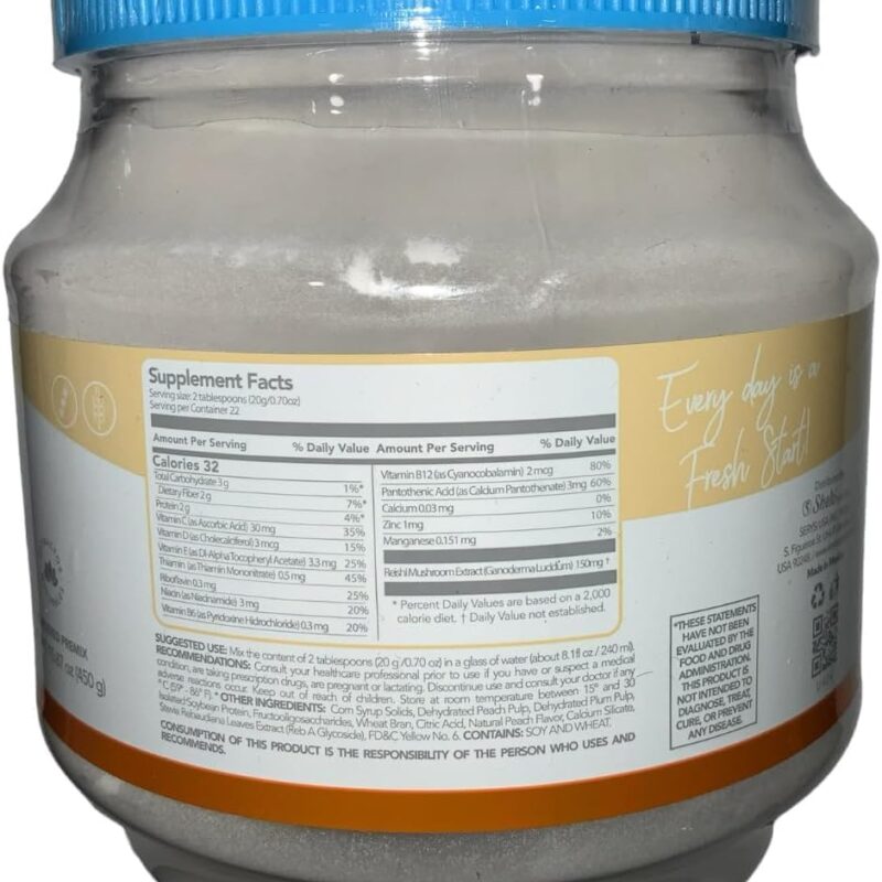 Generic Reishi Mushroom Antioxidant Supplement Powdered Premix Peach Plum Shelo Nabel 15.87 oz