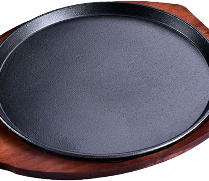 Skillet with Cast Iron Round Home Restaurant Rotisserie ((Plate + Iron) 29cm)