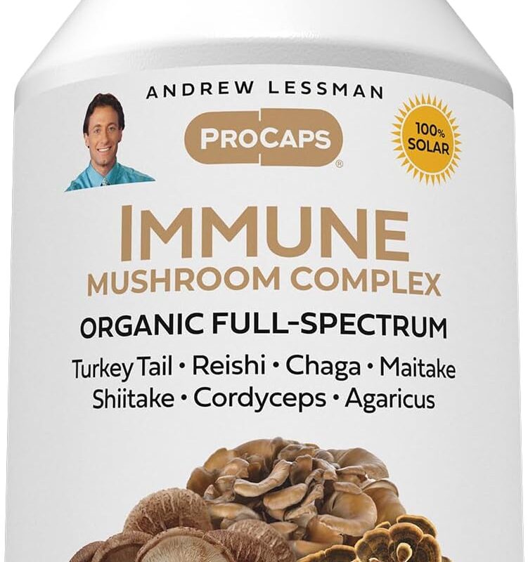 ANDREW LESSMAN Immune Mushroom Complex 360 Capsules – Organic Full Spectrum Blend of Seven Mushrooms – Supports Healthy Immune Function – No Additives. Mushroom Complex Supplement