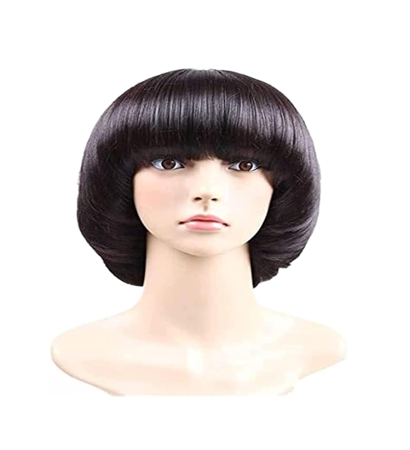 61PZFaI90EL._SL1500_.jpg QWIFCMJFWigs Afro Girls Cosplay Mushroom Wig Short Haircut With Bangs Bob Wig For Black Boy Wig for Daily Party Costume Party - Image 2