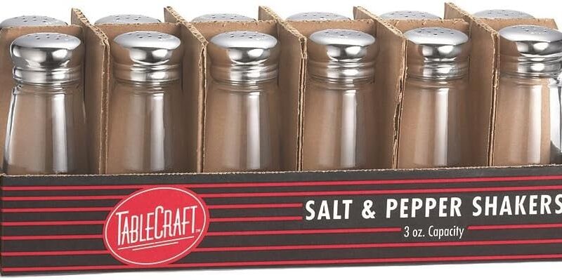 TableCraft C132-12 Glass 3 Ounce Salt/Pepper Shaker - Dozen