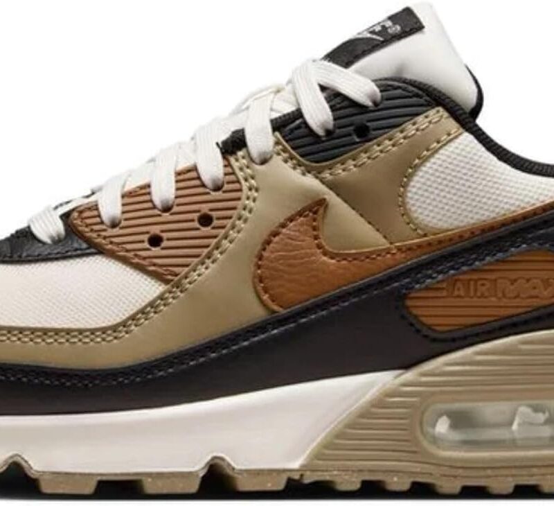 Nike Air Max 90 Women's Shoes (DH8010-005, Phantom/Black/Fire Red/Light British Tan)
