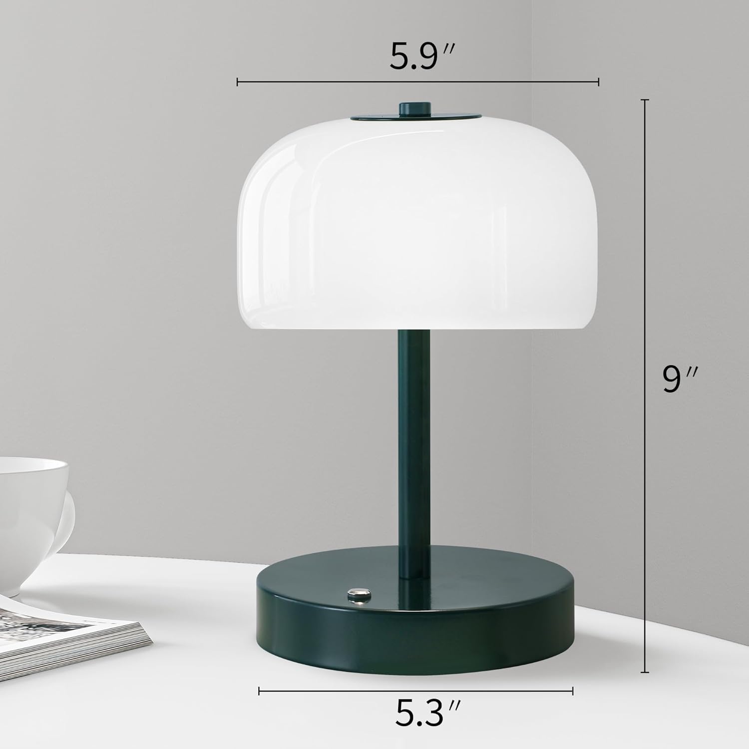61VSj0izhgL._AC_SL1500_.jpg Oneach Portable Cordless Table Lamp, Rechargeable Battery Powered Lamp with Opal Glass Shade, 3-Way Dimmable LED Touch Mushroom Table Lamp for Bedroom, Bedside, Living Room, Dining Room, Patio, Blue - Image 7