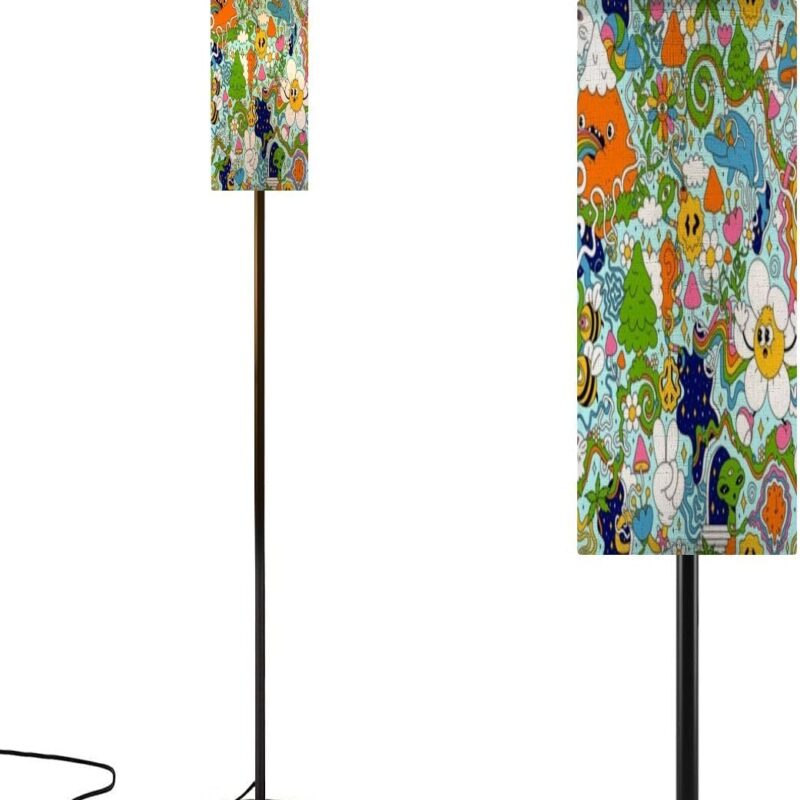 Modern Floor Lamp for Living Room Psychedelic seamless pattern art Mushroom magic wizard smoking melt 3 Color Dimmable Standing Lamp with Remote Control Metal Pole Lamp for Bedroom Nursery Reading