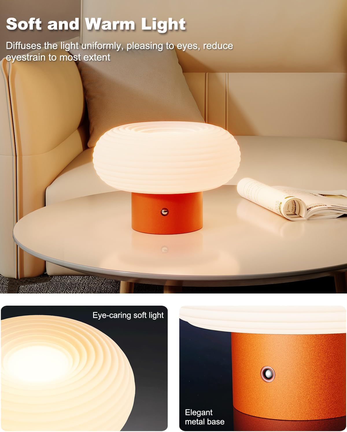 61VmQMbur-L._AC_SL1500_.jpg FANHAO Orange Mushroom Lamp, 70s Retro Midcentury Lamp for Room Aesthetic - Image 8