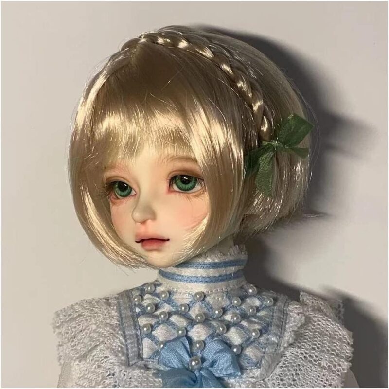 SD BJD Doll Hair Wigs Cute Mushroom Head Short Hair with Bangs Braid Doll Accessories