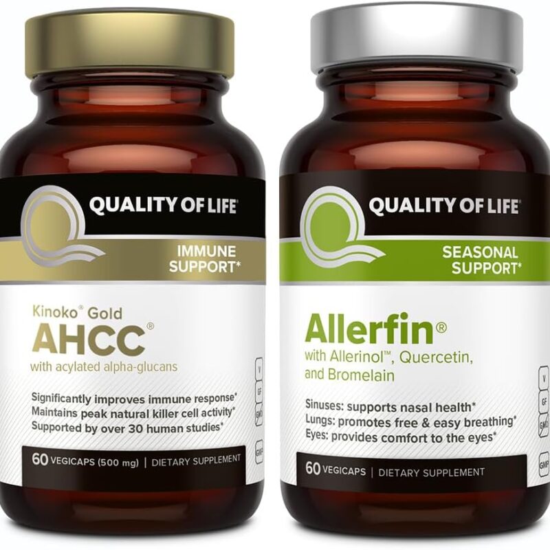 Quality of Life Immune Health Bundle - Featuring Kinoko Gold AHCC 500mg and Allerfin