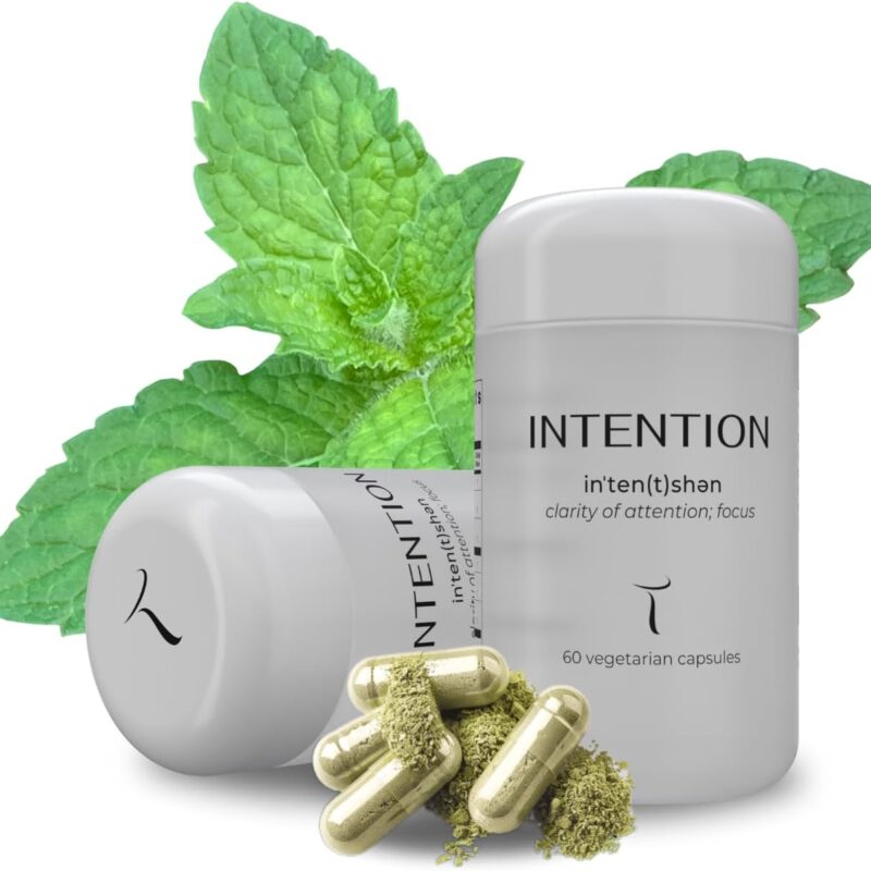 INTENTION Mushroom & Botanical Supplement by Setas – Organic Chaga & Cordyceps, Rhodiola & Ginger to Support Cognitive Function, Mental Focus, & Memory, Vegan & Non-GMO, 60-Day Supply