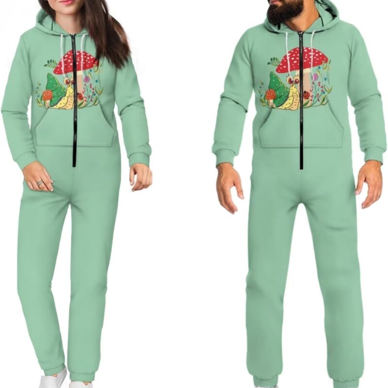 Women&Men Long Sleeve Breathable Pullover Hoodies Casual Loose Jumpsuit Zipper Fit Jacket with Pocket