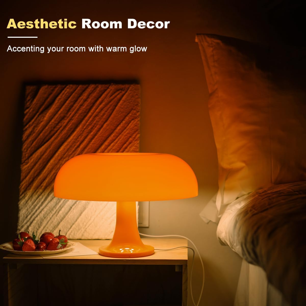 61bw9Ub5PsL._AC_SL1200_.jpg FANHAO Orange Mushroom Lamp, 70s Retro Midcentury Lamp for Room Aesthetic - Image 3