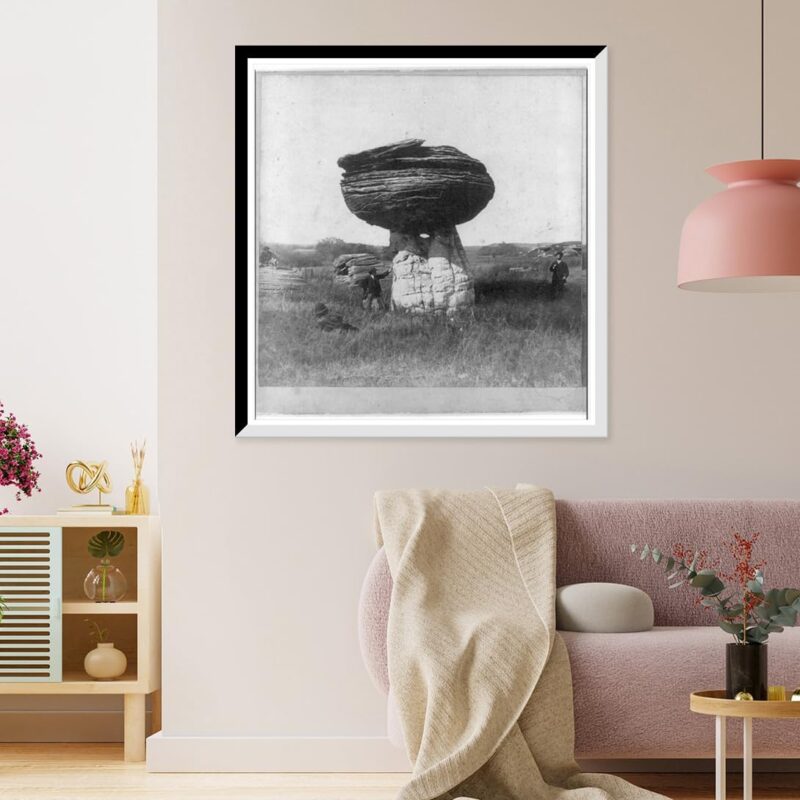 Historic Framed Print, Mushroom rock on Alum Creek Kansas 7 miles east of Fort Harker & 496 miles west of St. Louis Mo. - 2, 17-7/8" x 21-7/8"