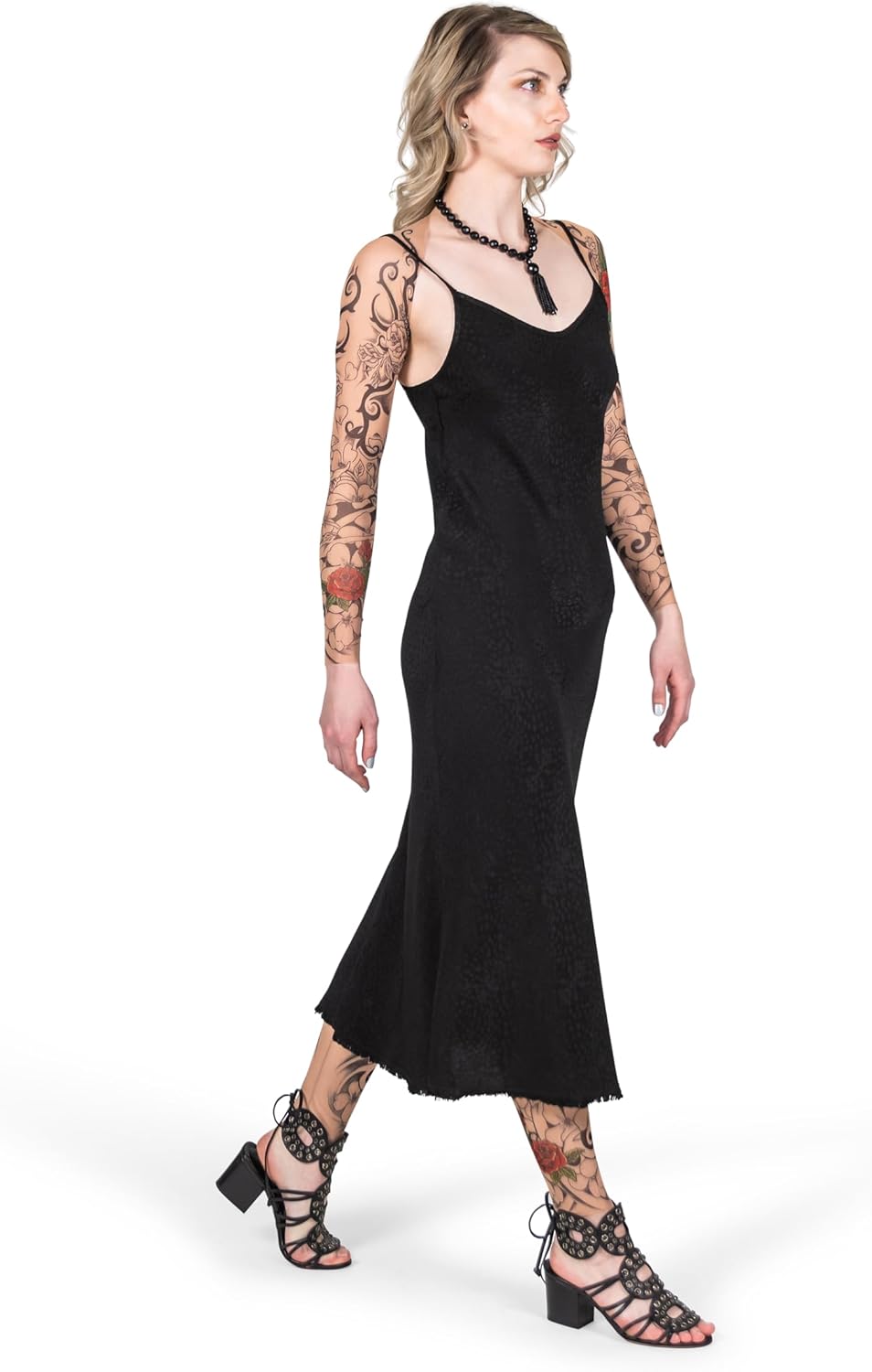 61iSWrXumEL._AC_SL1500_.jpg Wild Rose Ladies Tattoo Sleeve Shrug Connected Mesh Sleeves, Flamenco Red Rose - Image 7