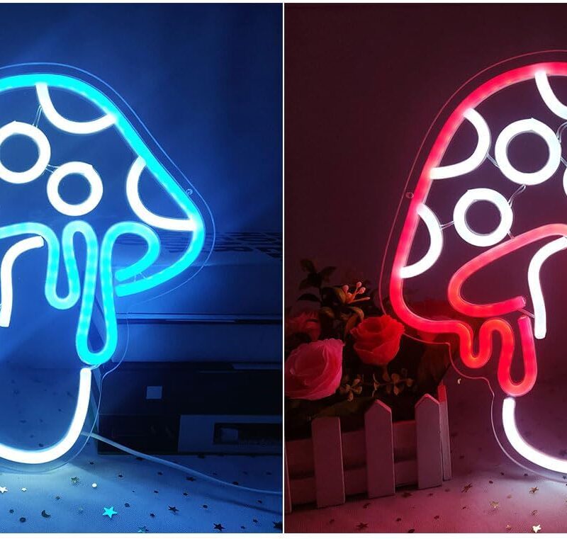 Mushroom Neon Sign Dimmable Led Mushroom Neon Light Cute Neon Mushroom Sign Night Light 3d Wall Art Mushroom Neon Signs For Wall Decor Game Room Bedroom Decor Holiday Gift For Children Kids Girl